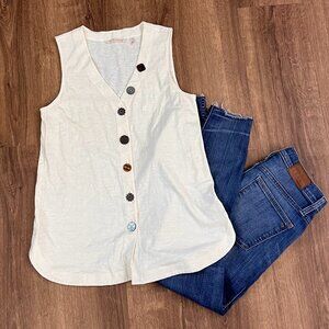 Soft Surroundings Delia Tank Eclectic Mixed Button Whisper White Sz XS